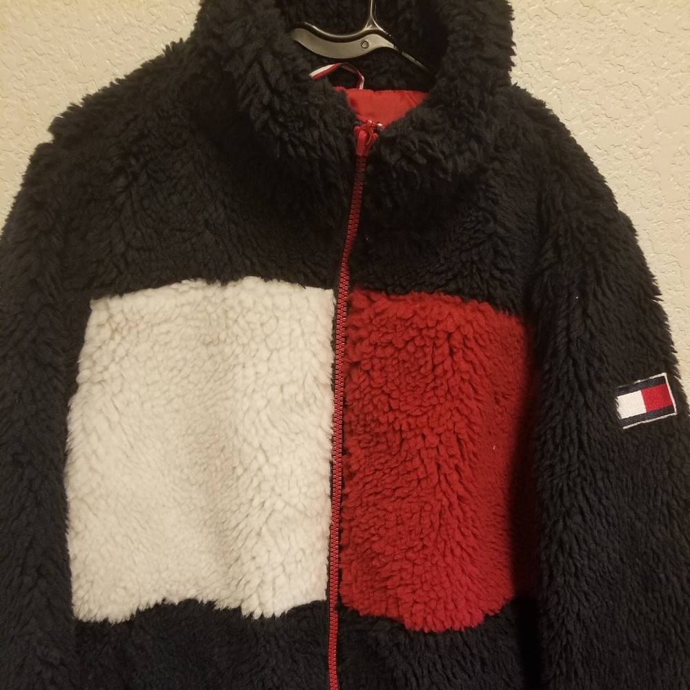 Women Tommy Hilfiger Flag Sherpa Coat